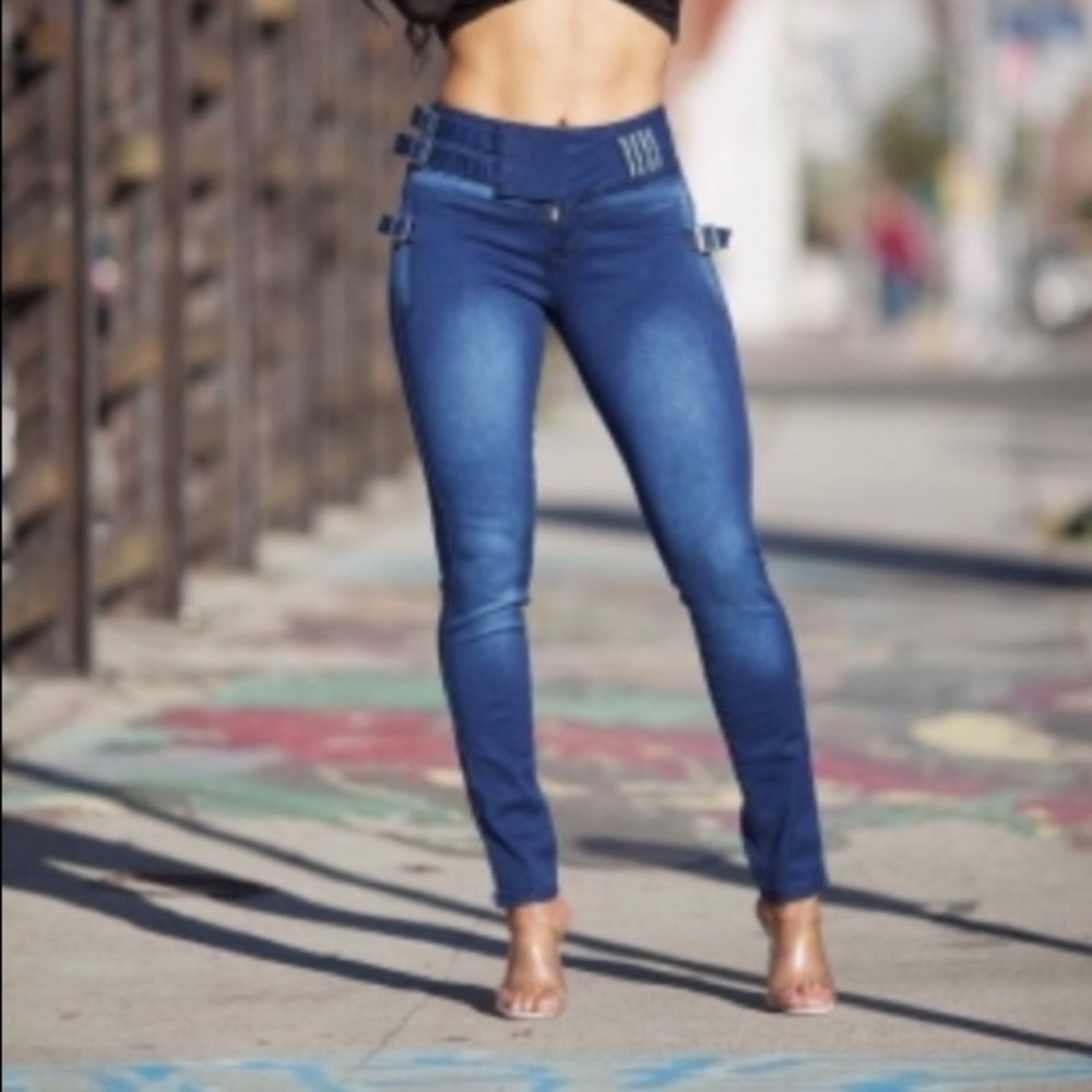 M.Michel Colombian Design Side-Tying Skinny Jeans